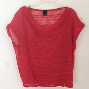 Coral Colored Ella Moss Sheer Top Size L